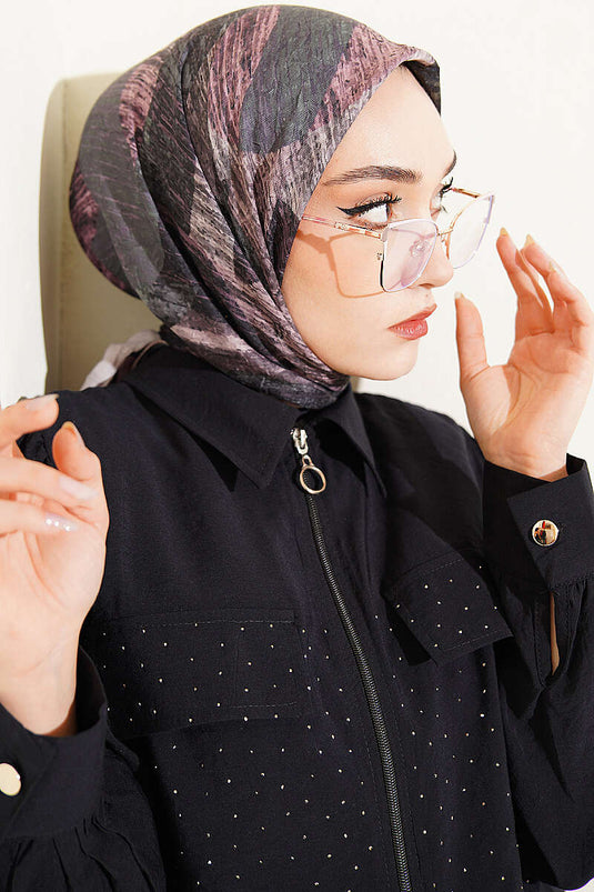 Foulard Ayda en bambou à motifs variés beige