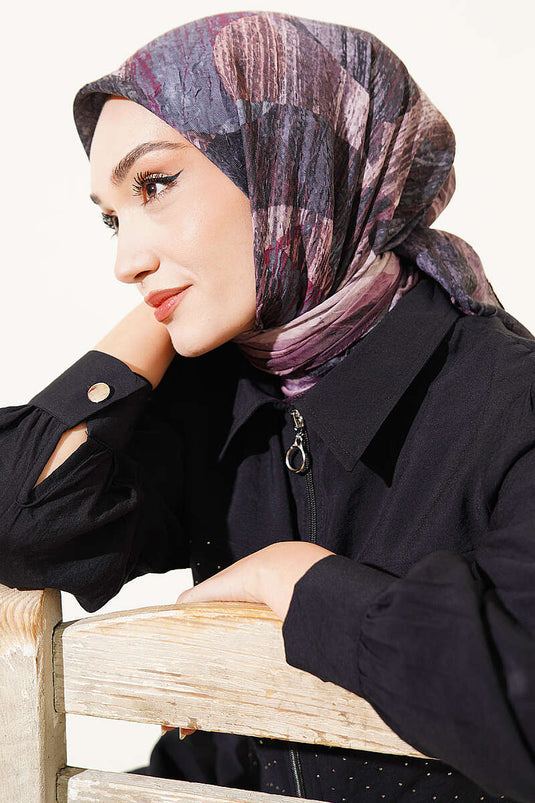 وشاح آيدا من بامبو كراش بنقوش مختلطة بلون بورجوندي