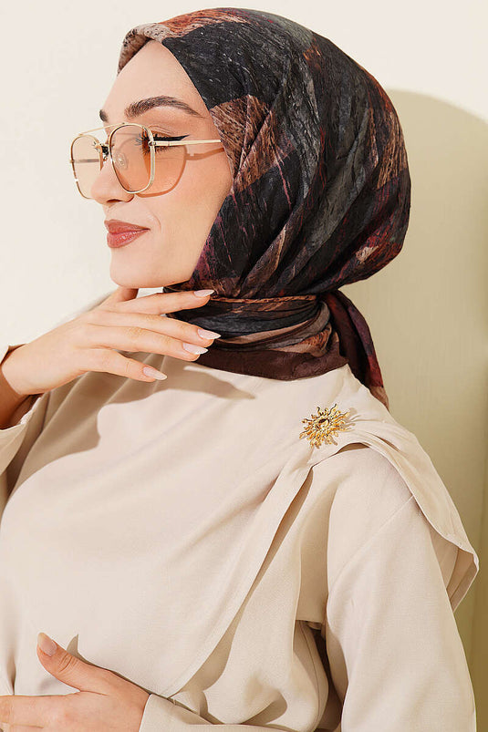 وشاح آيدا بنقشة مختلطة من بامبو كراش باللون البني