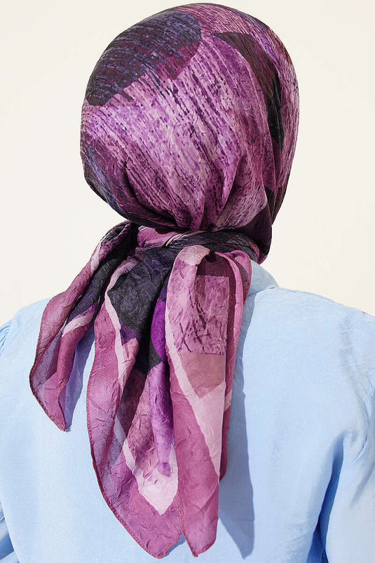 Foulard Ayda en bambou craquelé à motifs variés magenta