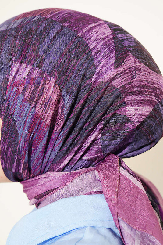 Foulard Ayda en bambou craquelé à motifs variés magenta