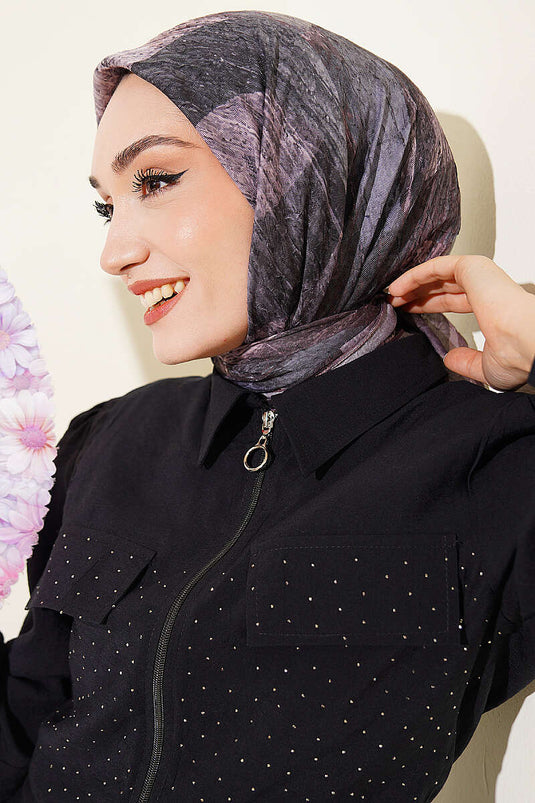 وشاح آيدا بنقشة مختلطة من بامبو كراش بلون القهوة الناعم