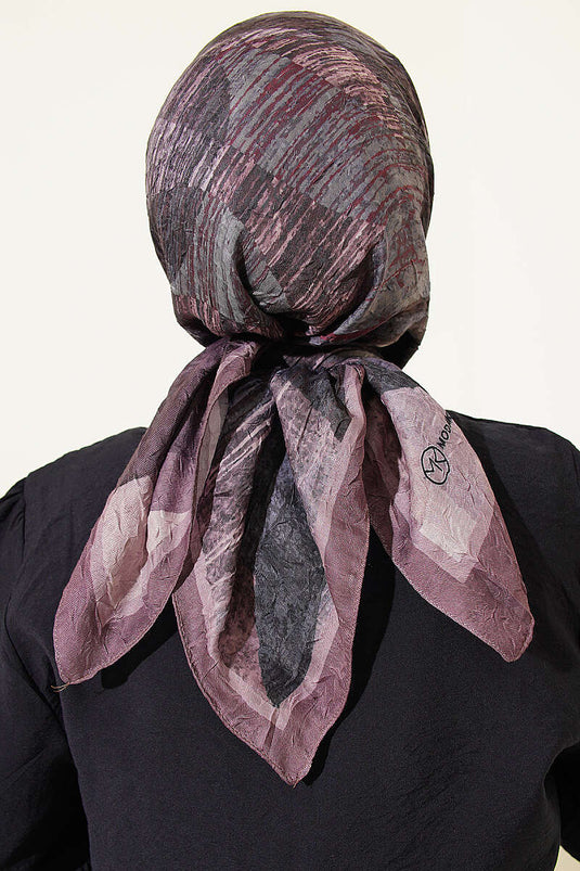 Foulard Ayda en bambou craquelé à motifs variés couleur pierre