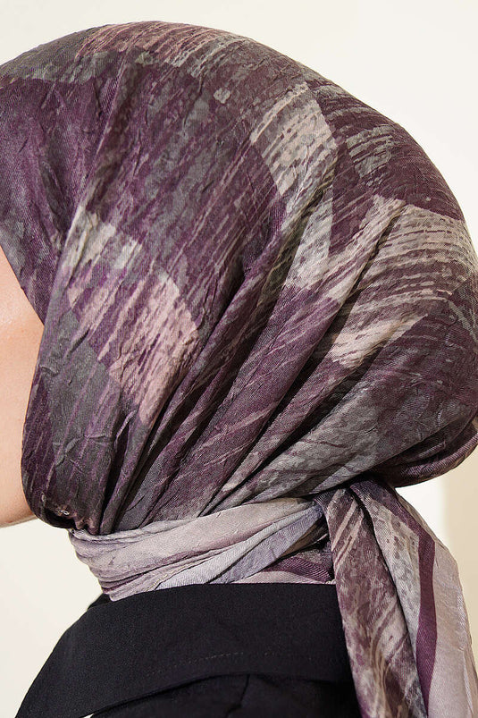 Foulard Ayda en bambou craquelé à motifs variés couleur pierre