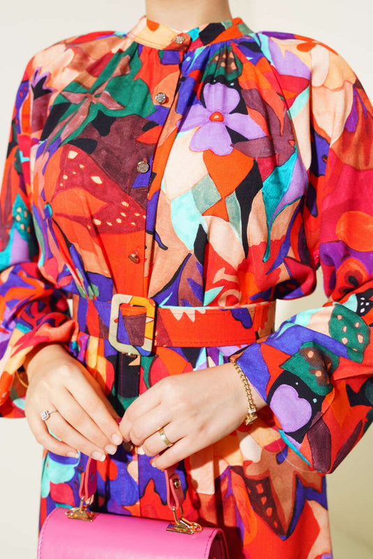 بلاط فستان بأزرار بنمط مختلط