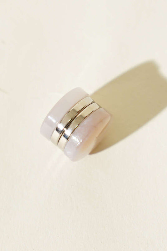 Magnete per Sciarpa a Motivo Misto Ecrù