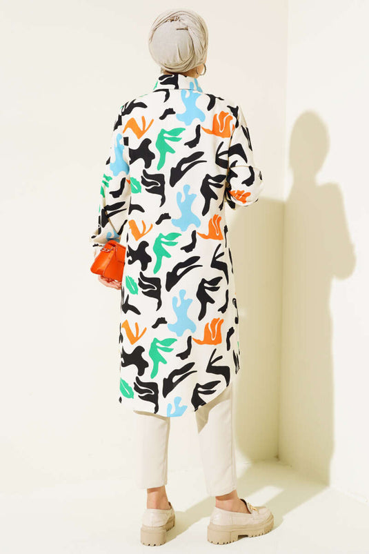 نمط مختلط زر مخفي حجر القميص