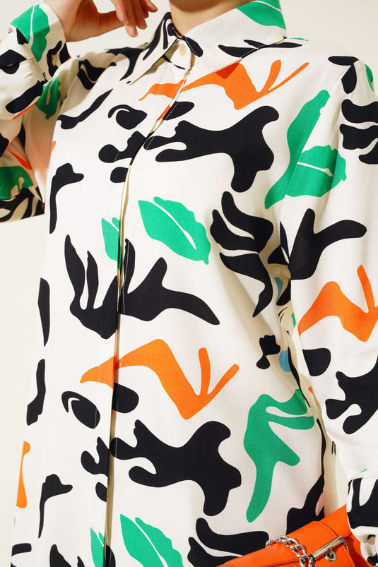 نمط مختلط زر مخفي حجر القميص