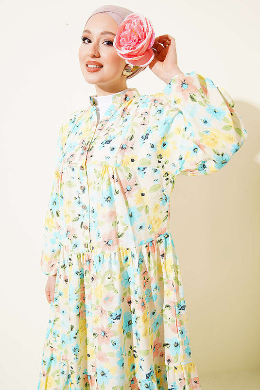 Robe à motifs variés avec boutons en pierre, assortiment 7
