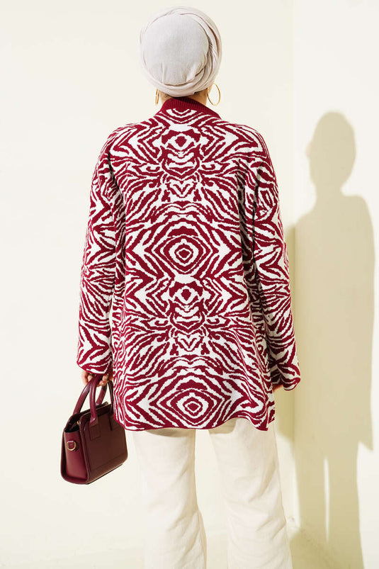 Karışık Desen Triko Tunik Bordo
