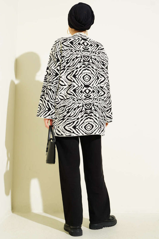 Gemustertes Strick-Tunika in Ecru