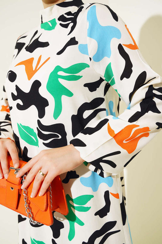 كريم فستان فيسكوز بنمط مختلط