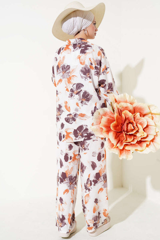 Karışık Desen Viskon İkili Takım Kahve