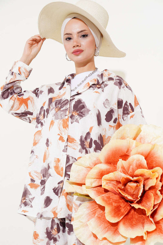 Karışık Desen Viskon İkili Takım Kahve