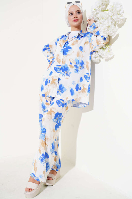 بدلة مزدوجة فيسكوز بنمط مختلط ساكس بيج