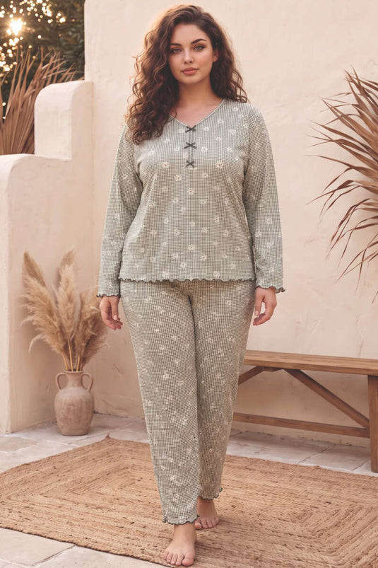 Karışık Desenli Büyük Beden Pijama Takımı Asorti 1