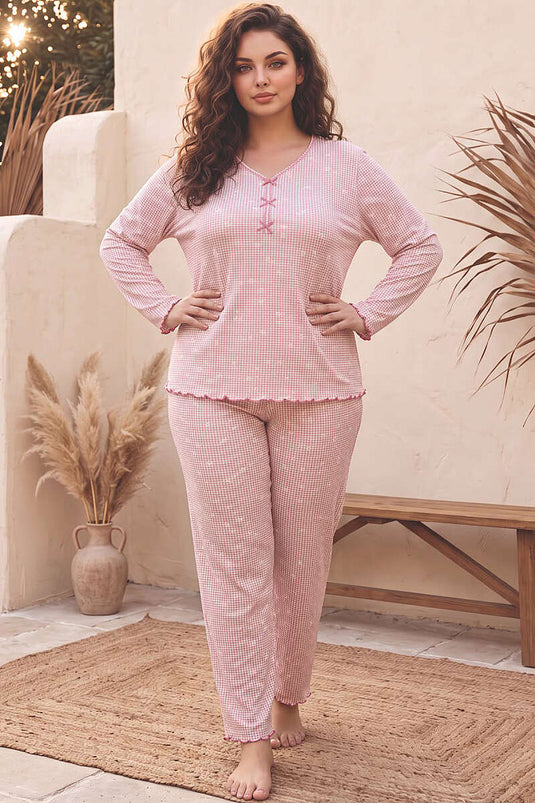 Karışık Desenli Büyük Beden Pijama Takımı Asorti 2