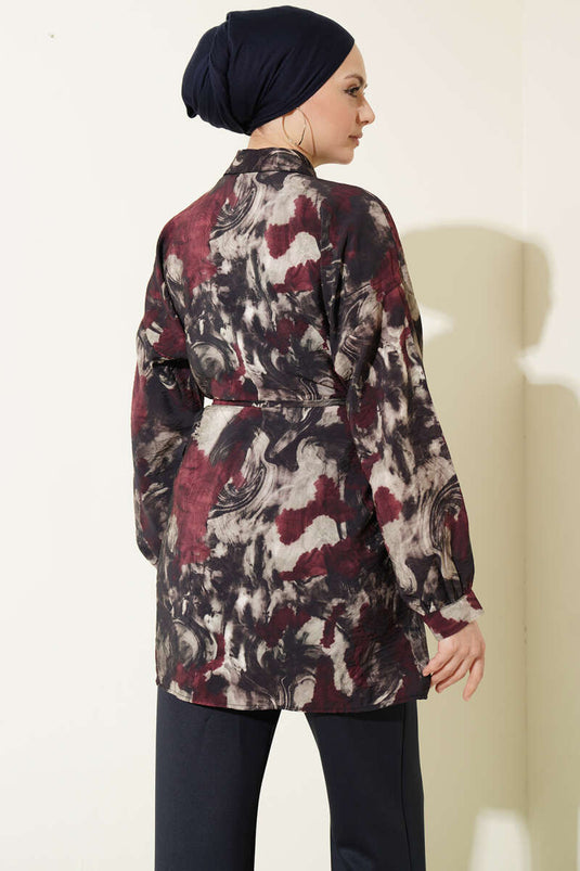 Chemise à ceinture cordelette à motifs variés assortis 11
