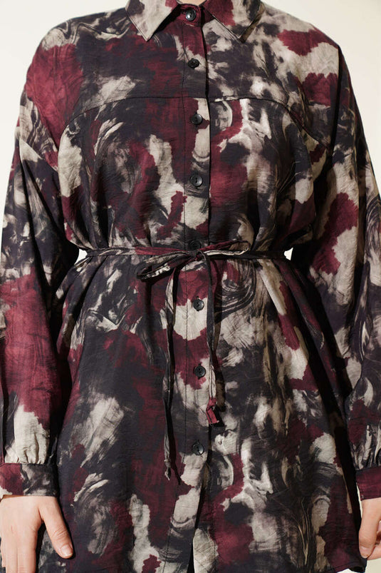 Chemise à ceinture cordelette à motifs variés assortis 11