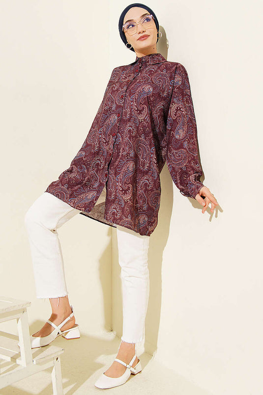 Gemengde Print Blouse met Koordceintuur Assorti 19