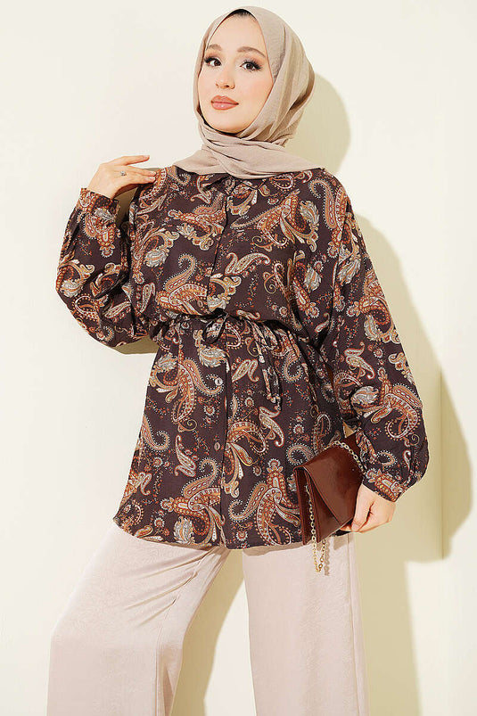 Karışık Desenli İp Kuşaklı Gömlek Asorti 22