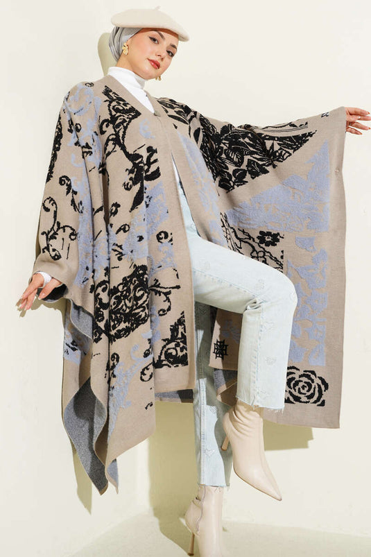 Karışık Desenli Panço Kum Bej