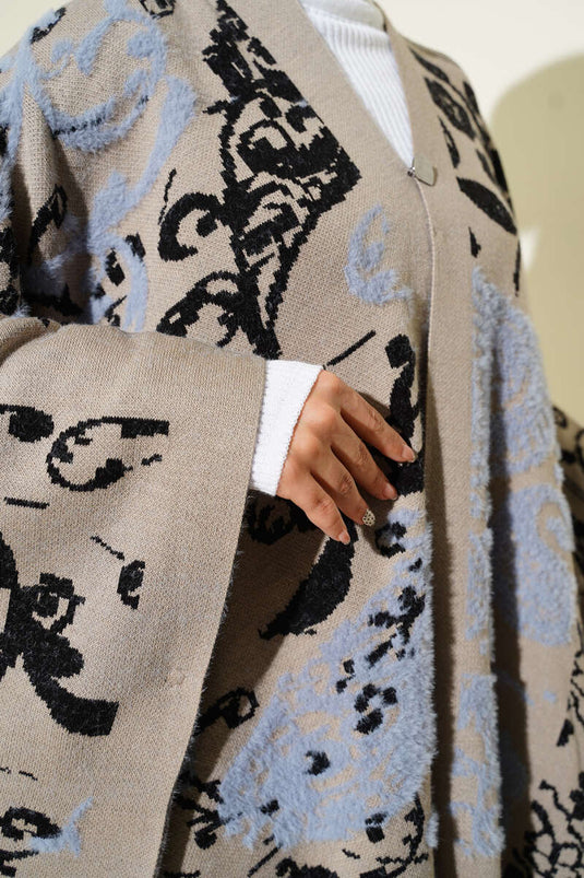 Karışık Desenli Panço Kum Bej