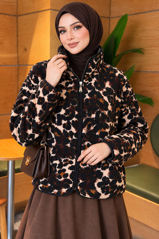 Chaqueta De Felpa Con Estampado De Leopardo