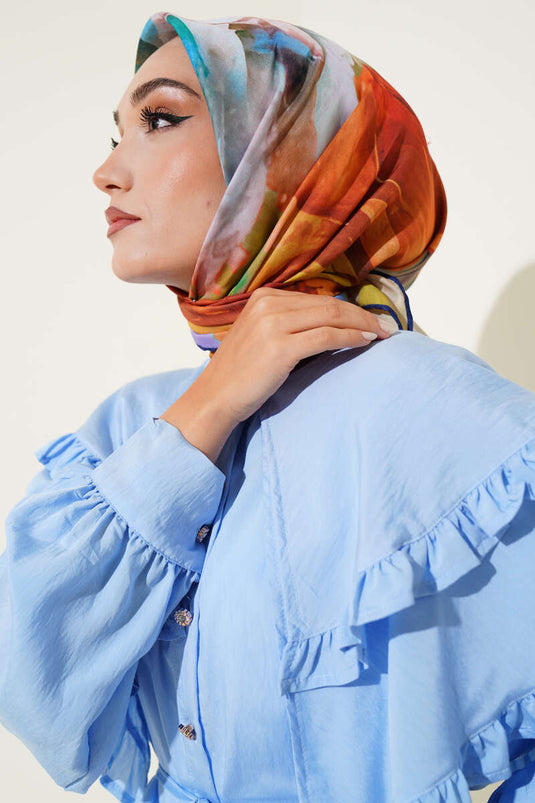 Karışık Ebruli Eşarp Lacivert