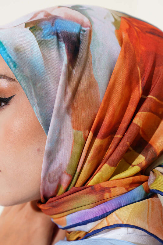 Karışık Ebruli Eşarp Lacivert