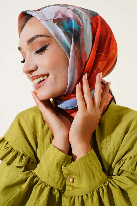 Mixed Marbled Scarf Black Orange