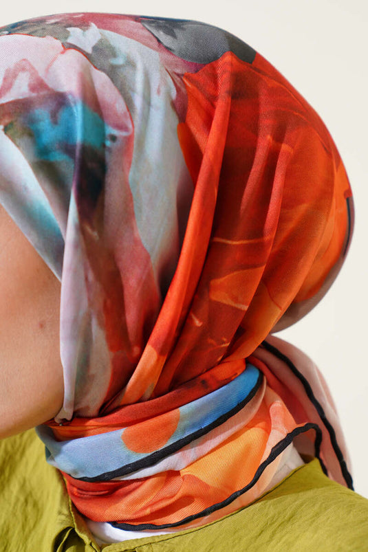 Mixed Marbled Scarf Black Orange