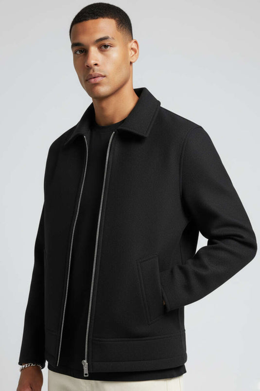 جاكيت رجالي من الكشمير، أسود