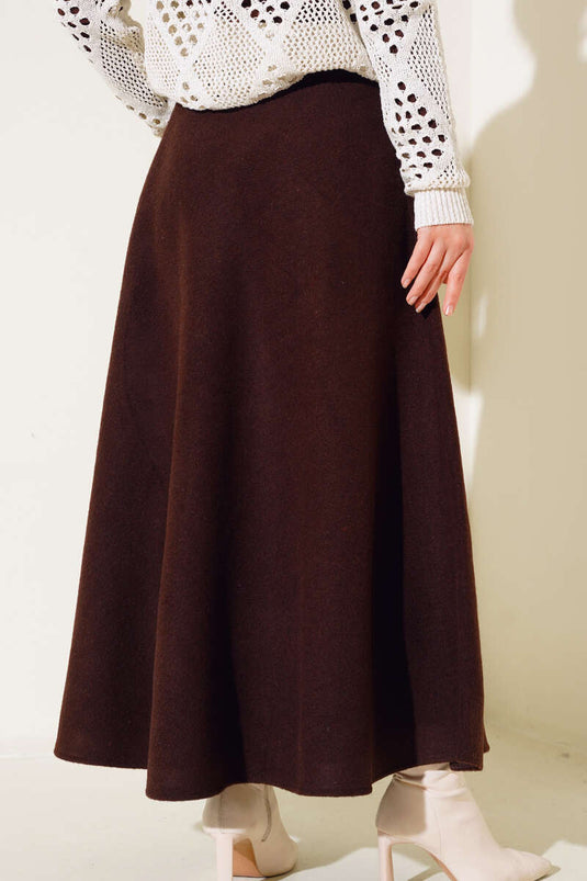 Jupe évasée en cachemire marron