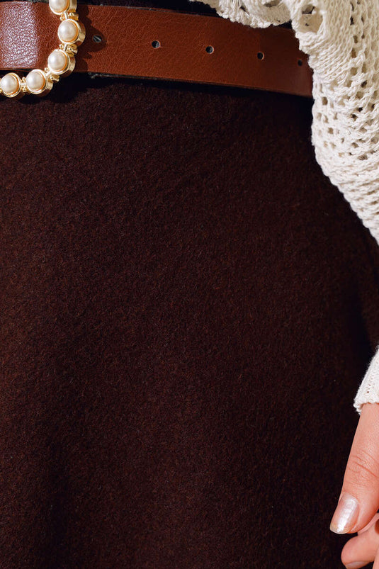 Jupe évasée en cachemire marron