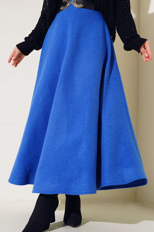 Cashmere Flared Skirt Saxe