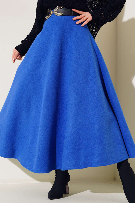 Cashmere Flared Skirt Saxe