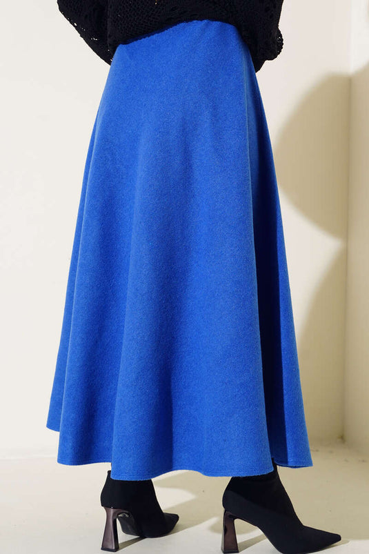 Cashmere Flared Skirt Saxe