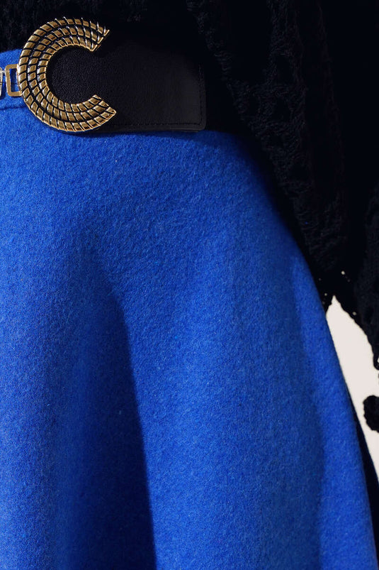 Cashmere Flared Skirt Saxe