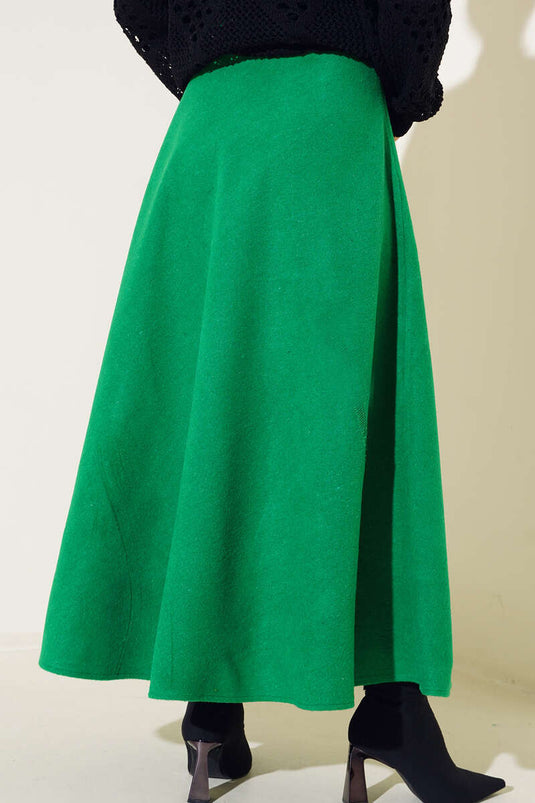 Jupe Evasée Estampillée Vert