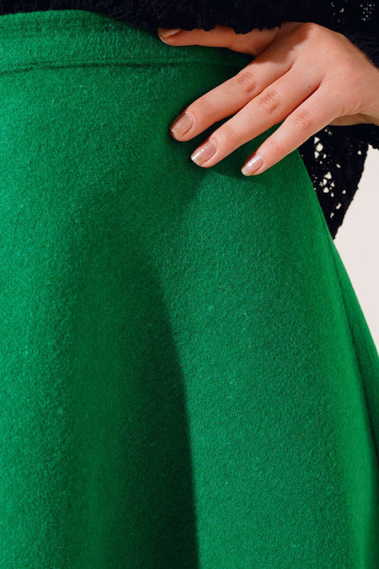 Jupe Evasée Estampillée Vert