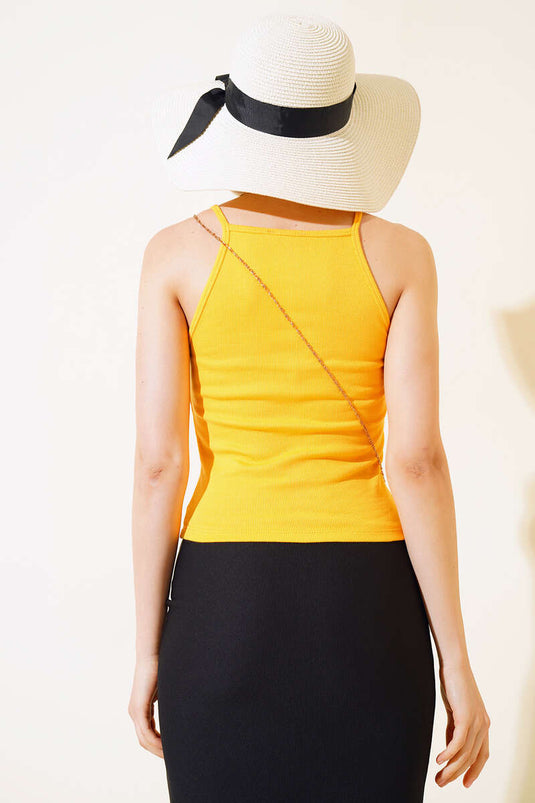 Ribbed Strap Bodysuit Mustard