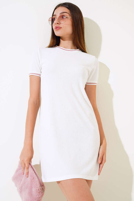 Robe débardeur passepoilée couleur poudre