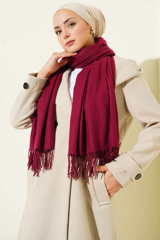 شال كتف من الكشمير، لون عنابي