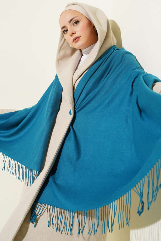 Cashmere Shoulder Shawl, Petrol Green