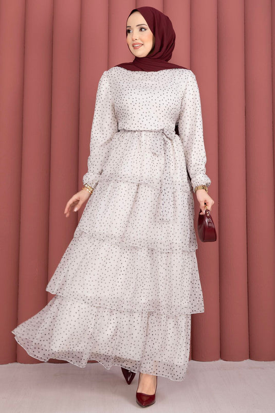 Robe à pois avec ceinture Kat Kat écru