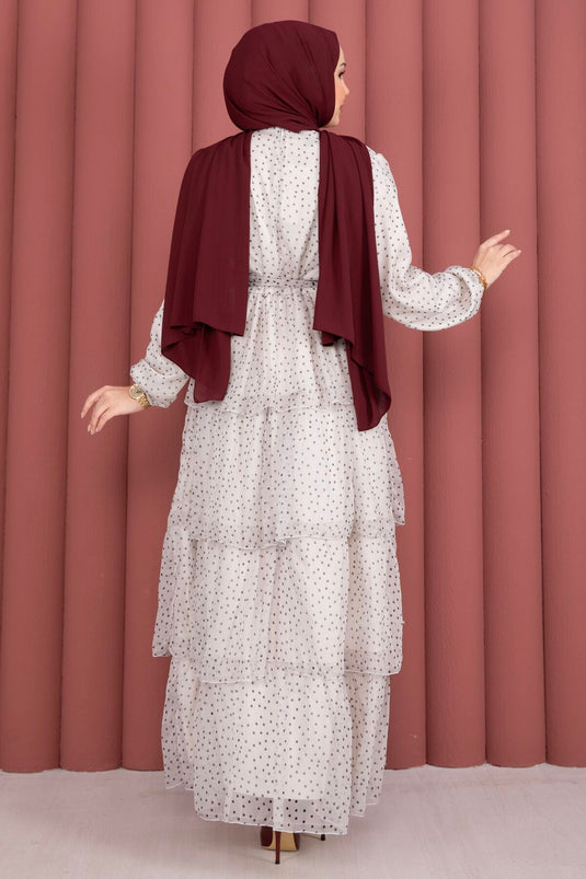 Robe à pois avec ceinture Kat Kat écru