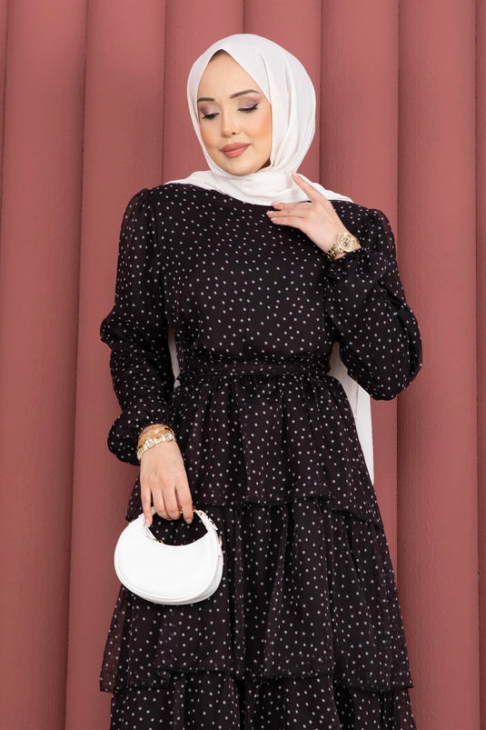 Kat Kat Belted Polka Dot Dress Black