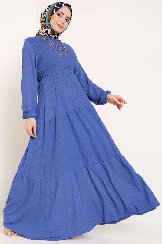 Robe portefeuille superposée avec ceinture Indigo