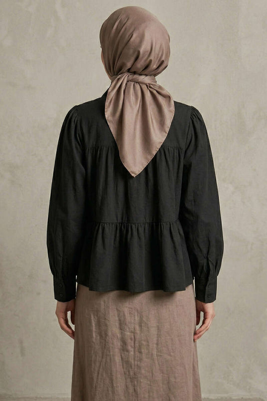 Kat Kat Detailed Shirred Shirt Black